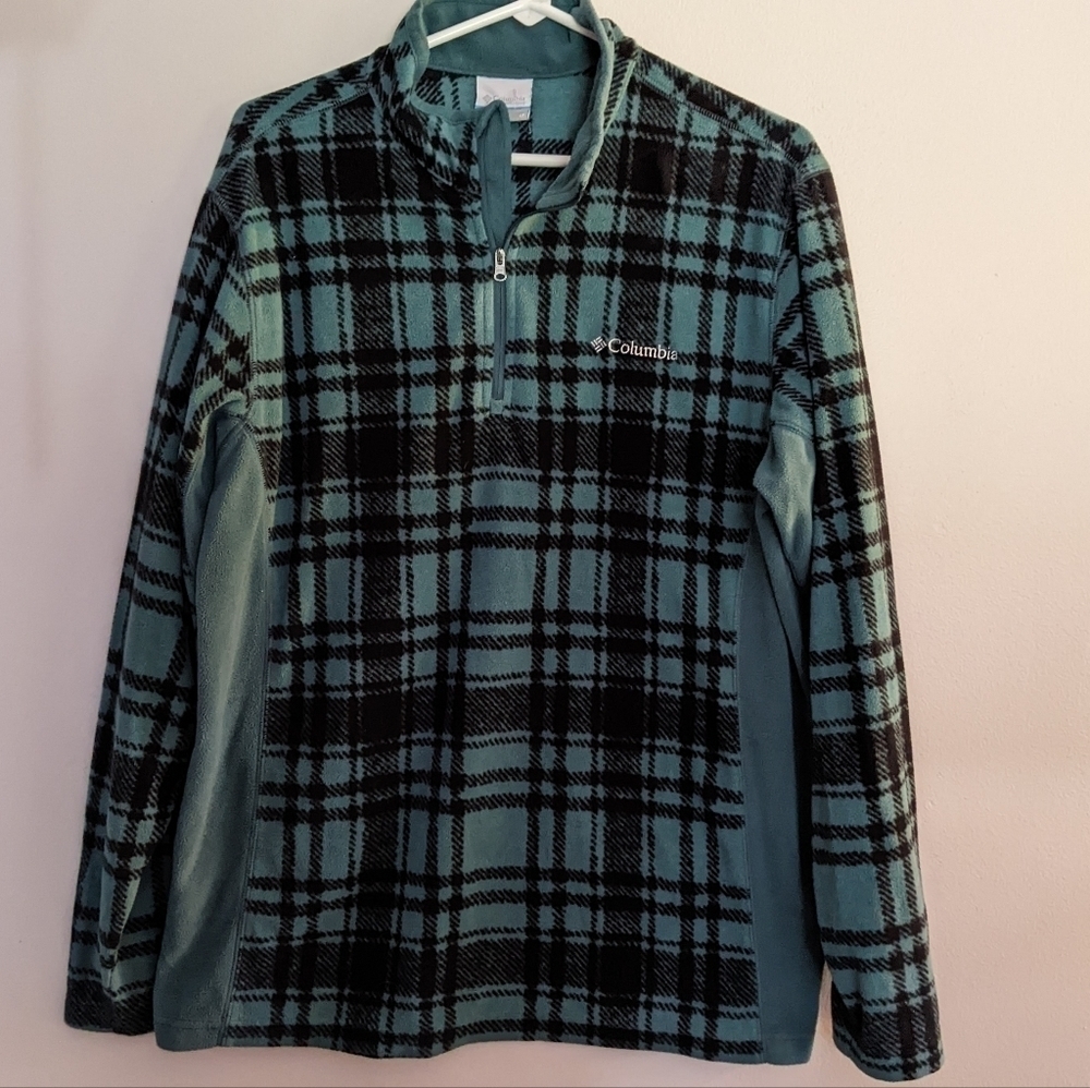 𝅺COLUMBIA Mens Green Pine Ridge Fleece Quarter Zip Medium